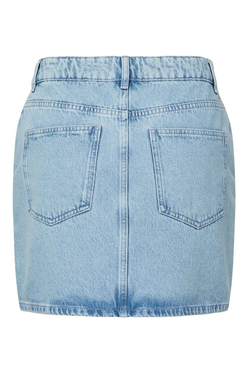 Pieces - Nederdel - Noel Denim Short Skirt - Light Blue Denim / Rhine Stones