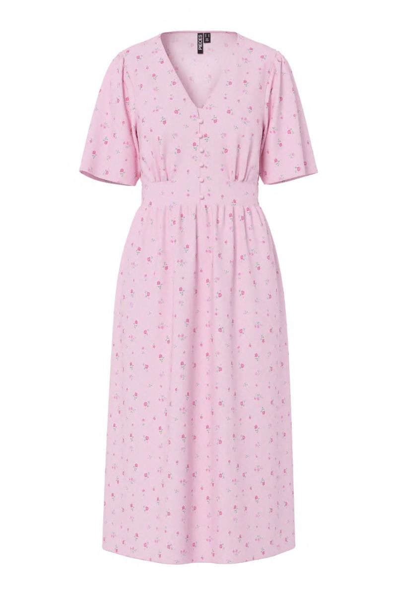 Pieces - Kjole - Tala SS Midi Dress - Roseate Spoonbill/Flower