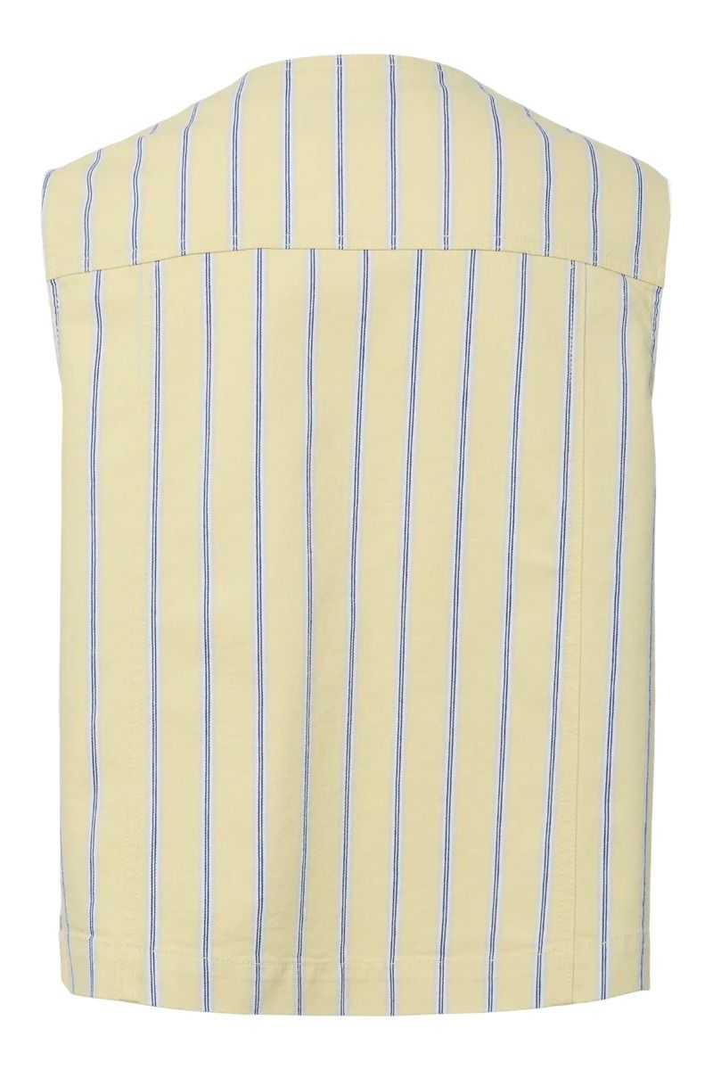 Pieces - Vest - Billo Tie Denim Vest - French Vanilla Cloud Dancer / Beaucoup Blue / Oyster Mushrooms (Levering midt april)