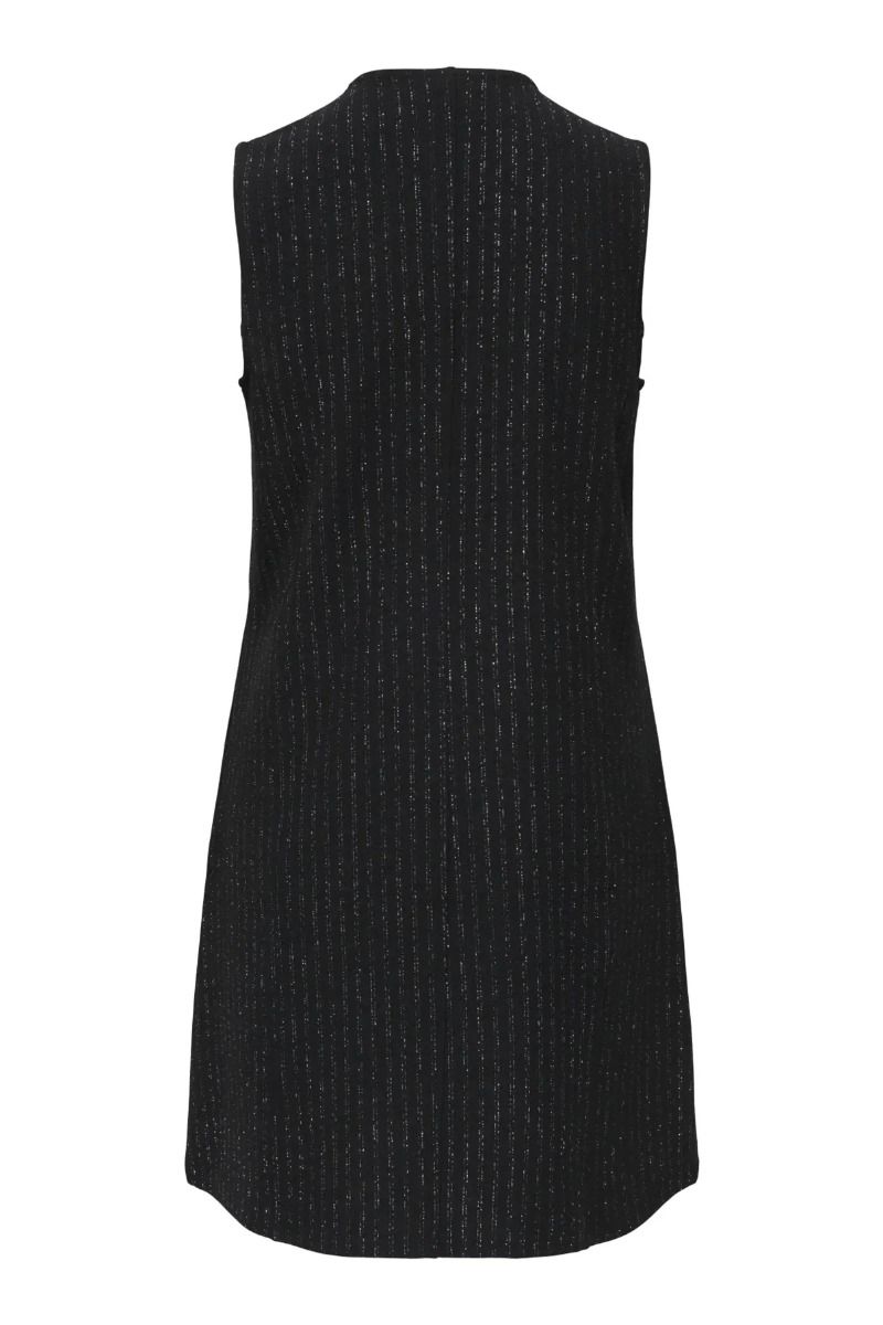 JDY - Kjole - Mary S/L Button Dress - Black Silver Pinstripe