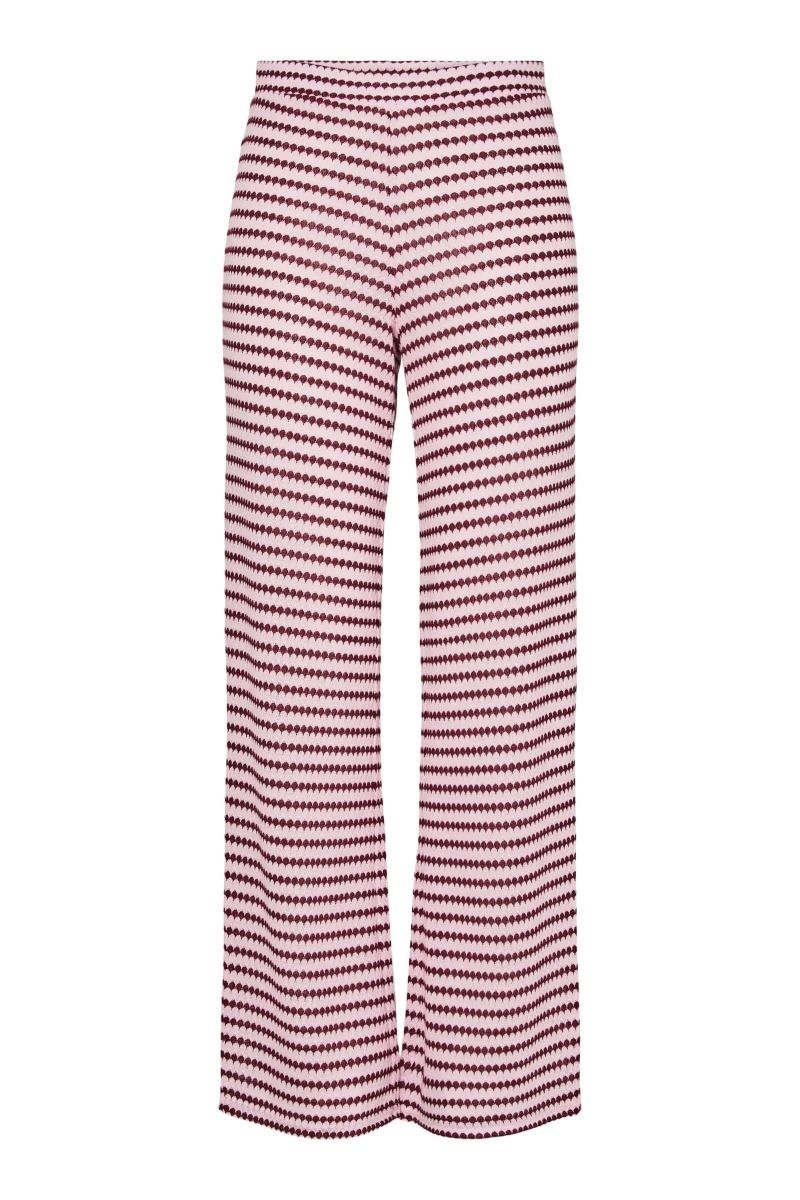 Pieces - Bukser - Jeya HW Wide Knit Pant - Pink Tulle Port Royale