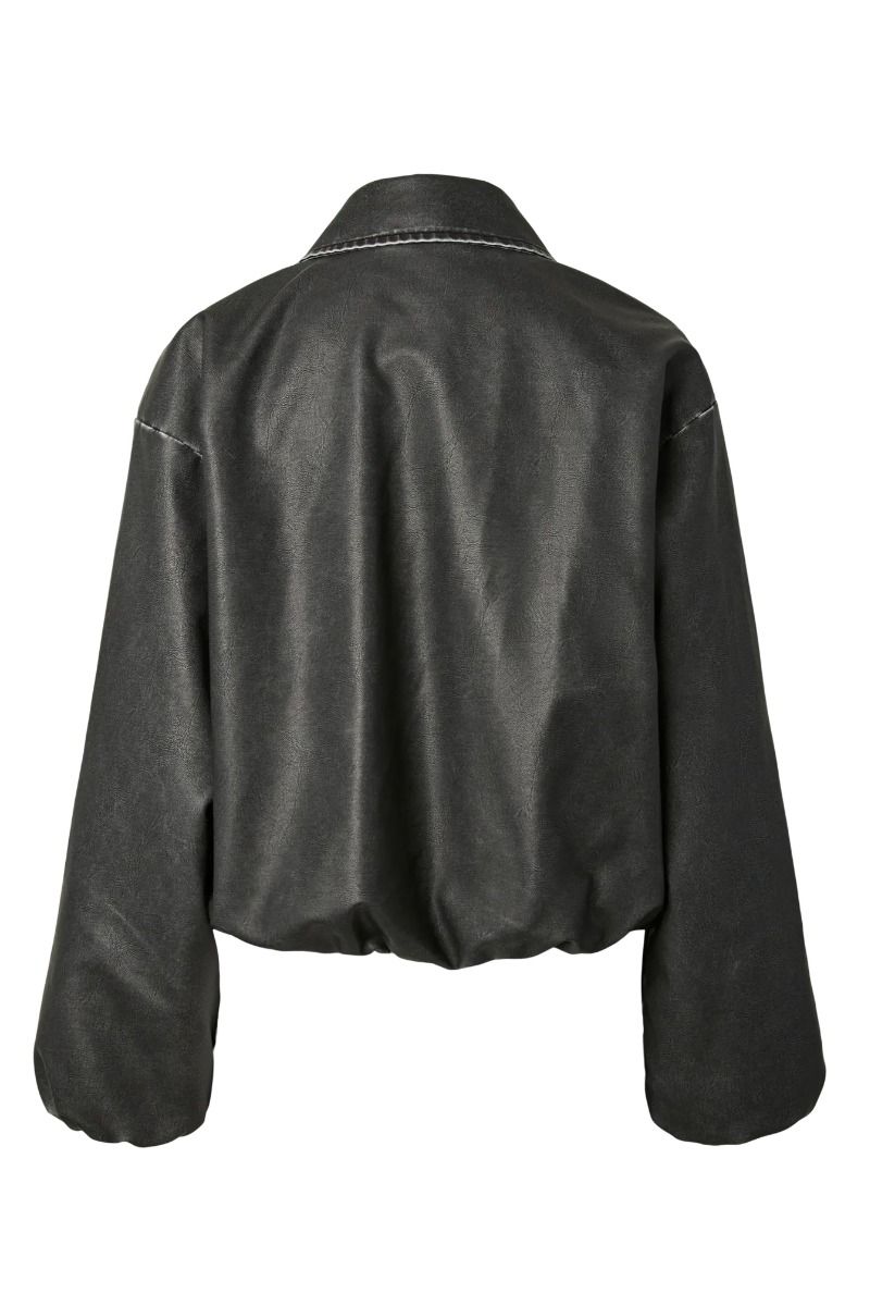 Pieces - Jakke - Giselle Wash Coated Bomber Jacket - Black washed