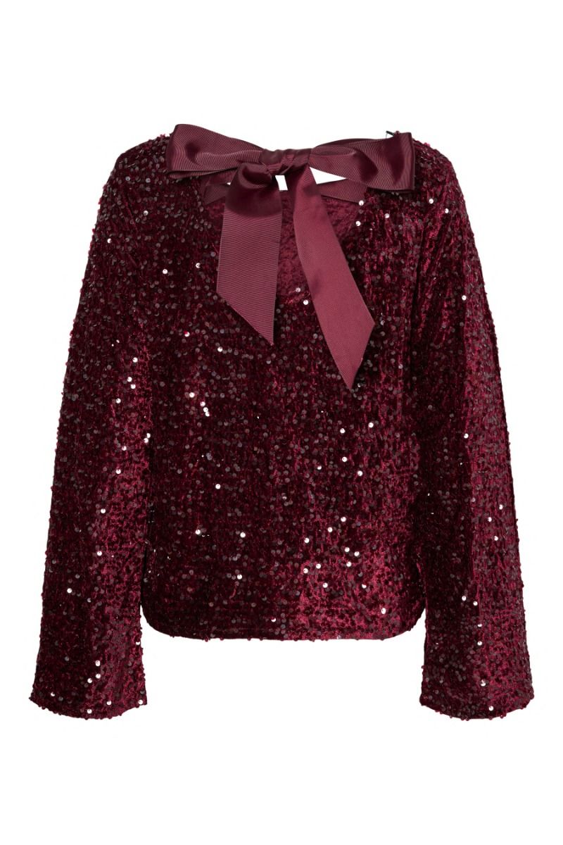 Pieces - Bluse - Kam LS Deep Back Bow Top - Tawny Port 