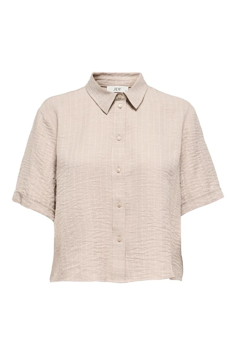JDY - Skjorte - Power S/S Short Shirt- Oxford Tan CLoud Dancer