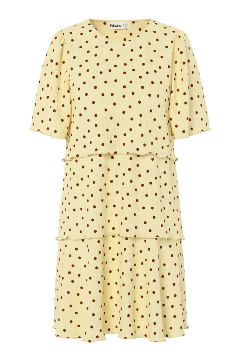 Pieces - Kjole - Flora SS Layering Dress - French Vanilla Dots (Levering midt maj)