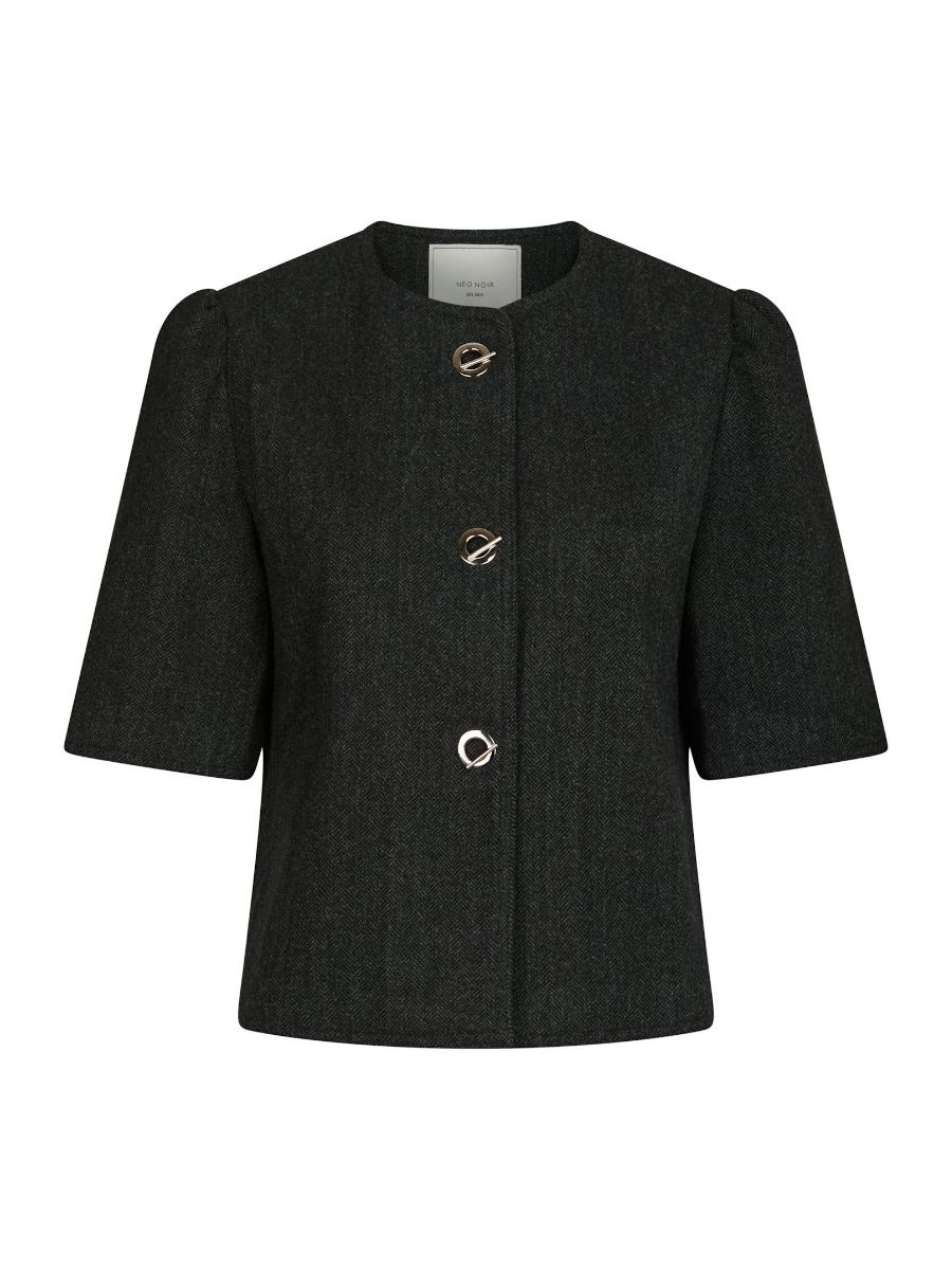 Neo Noir - Blazer - Xanthe Herringbone Blazer - Dark Grey