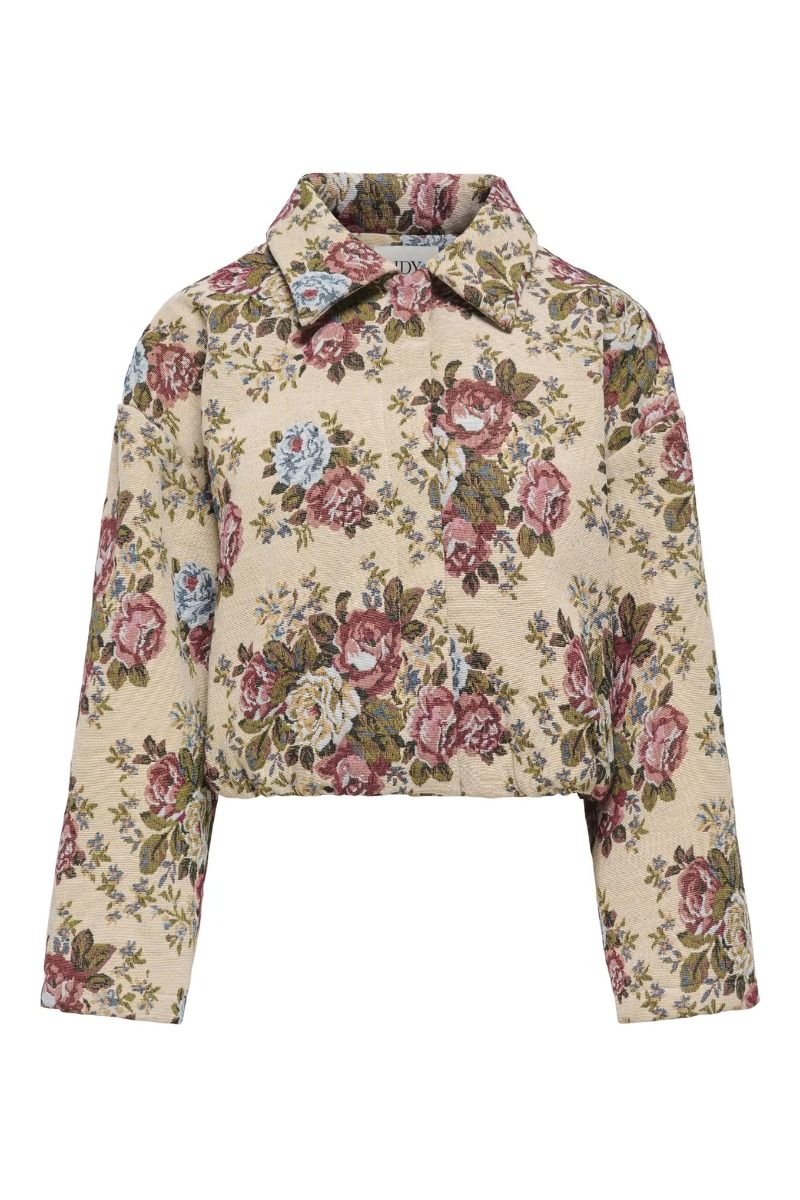 JDY - Jakke - Flola L/S Jacqard Jacket - Crème Brûlée/Flower Jacquard (Levering midt juli)
