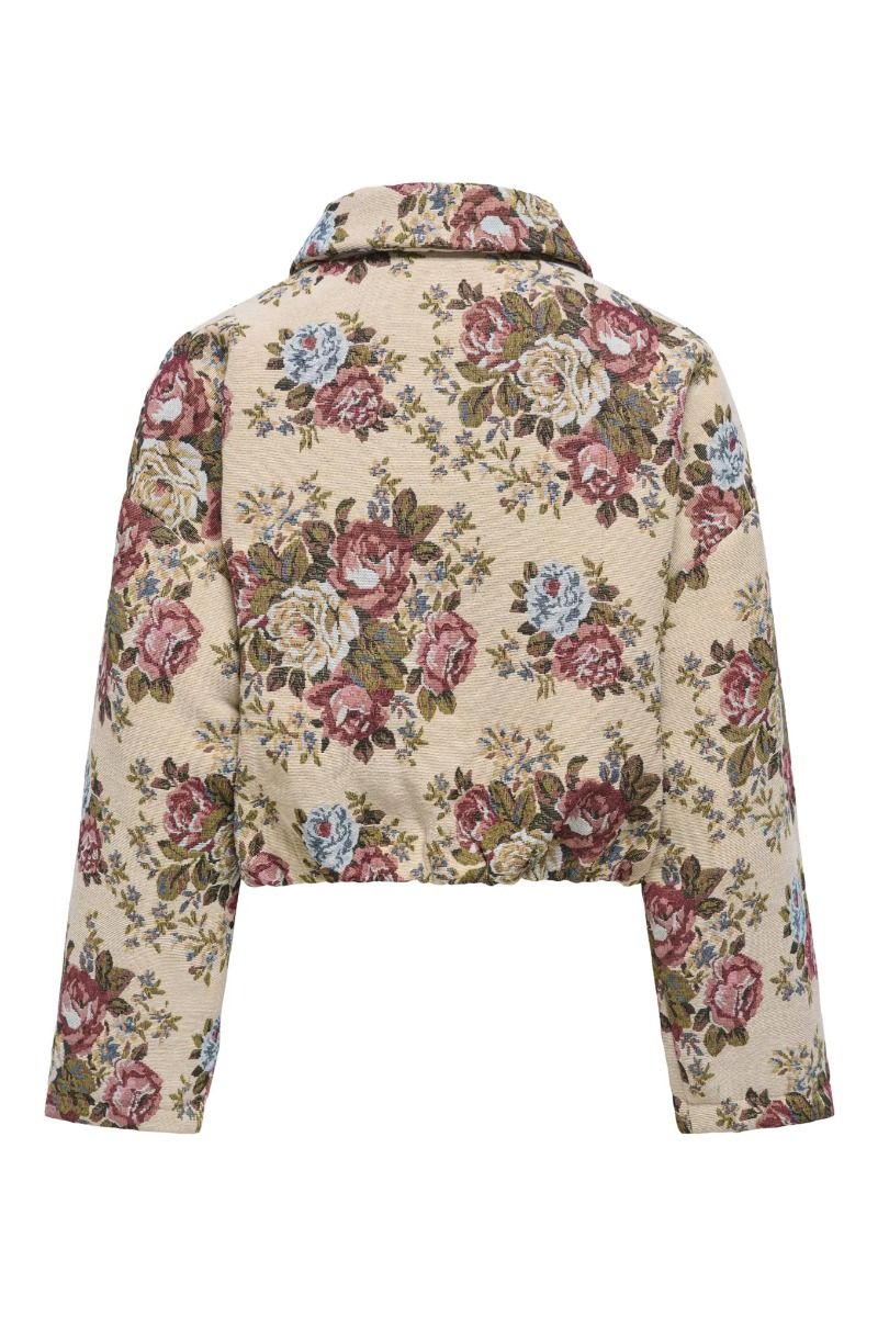 JDY - Jakke - Flola L/S Jacqard Jacket - Crème Brûlée/Flower Jacquard (Levering midt juli)