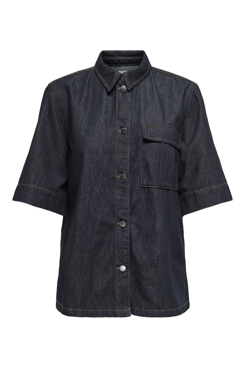 JDY - Skjorte - Sansa Ss Oversize Shirt - Dark Blue Denim