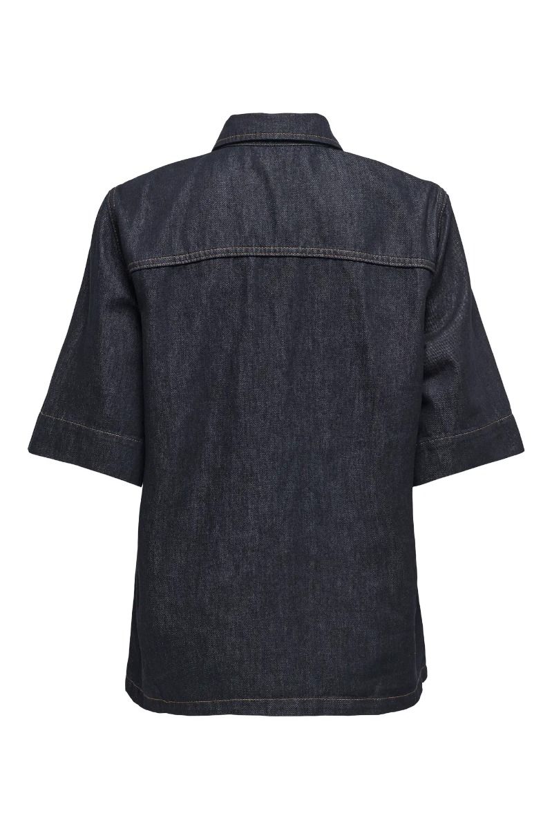JDY - Skjorte - Sansa Ss Oversize Shirt - Dark Blue Denim