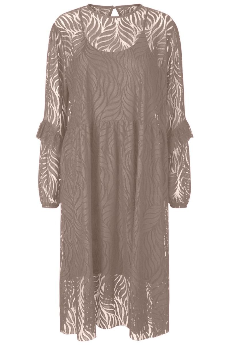 Y.A.S - Kjole - Lucianna LS Midi Lace Dress - Fungi