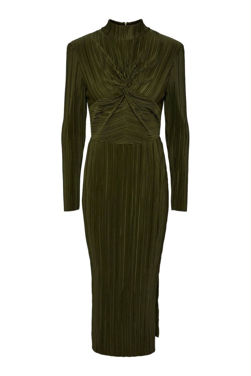 Y.A.S - Kjole - YAS Olinda High Neck LS Long Dress S. - Rifle Green