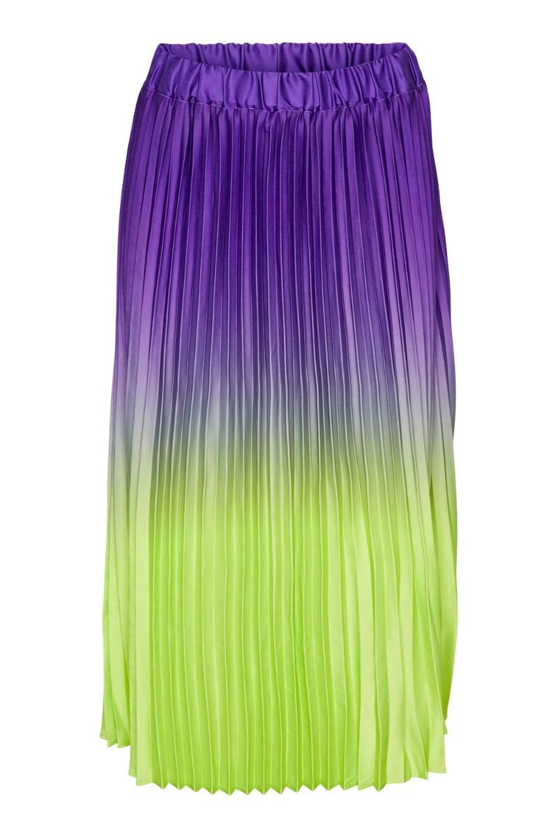 Y.A.S - Nederdel - Softly HW Midi Plisse Skirt - Lime Punch