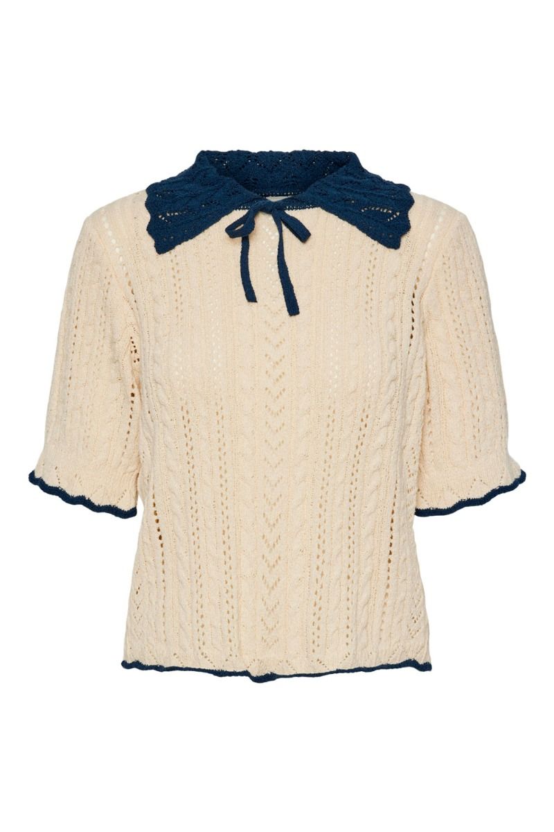 Y.A.S - Strik - YAS Evia SS Knit Top S. - Birch