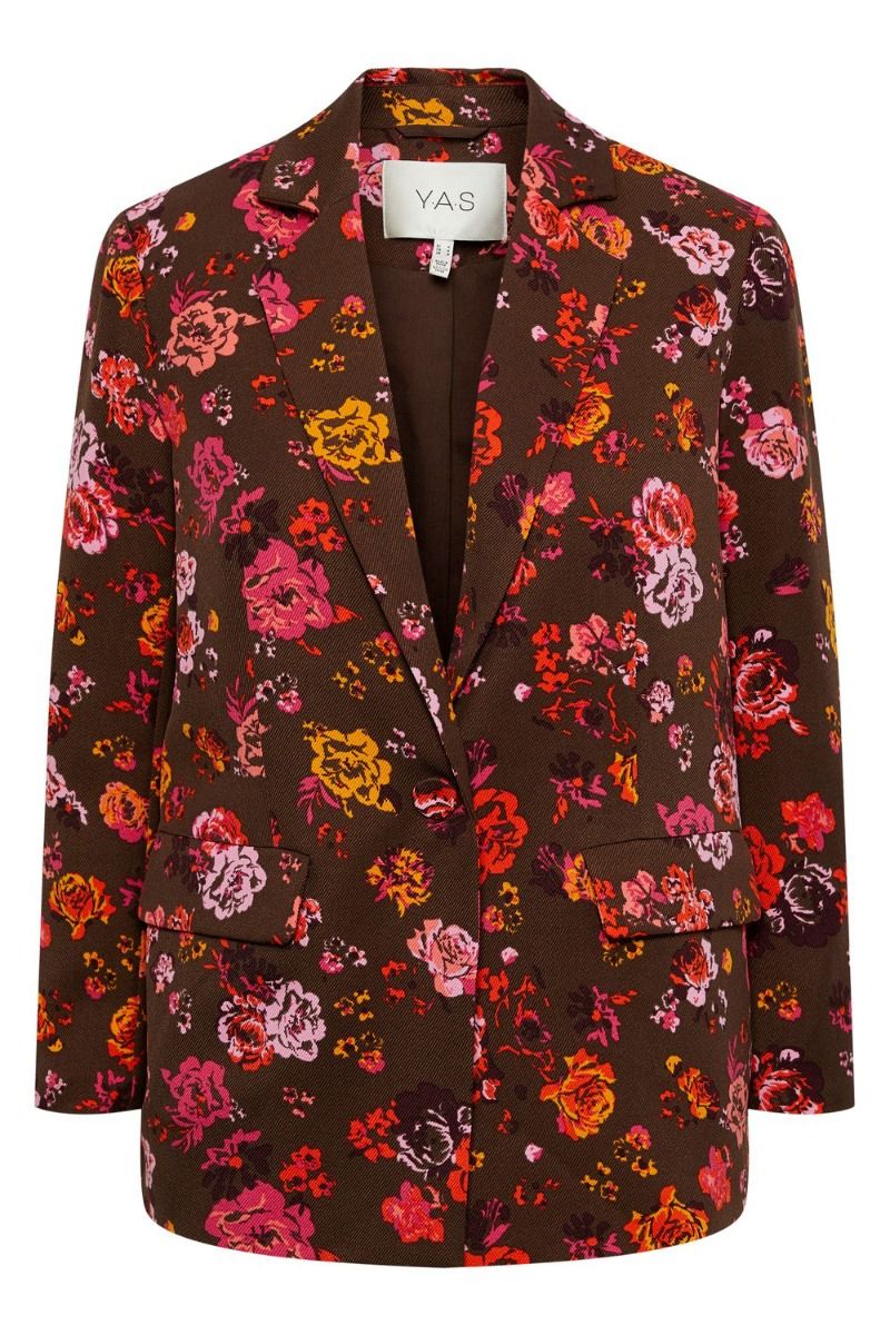 Y.A.S - Blazer - YAS Julima Printed 7/8 Blazer - Seal Brown Julima Print