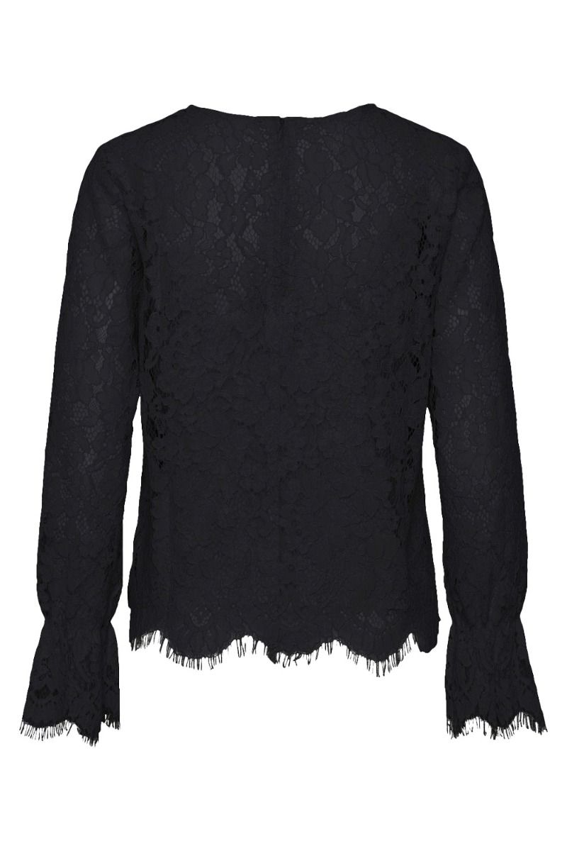 Y.A.S - Bluse - Perla Ls Lace Top - Black