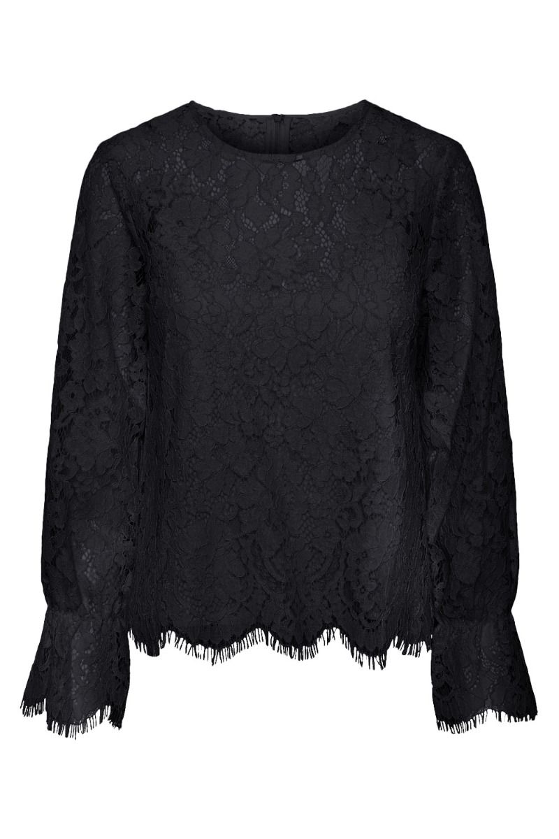 Y.A.S - Bluse - Perla Ls Lace Top - Black