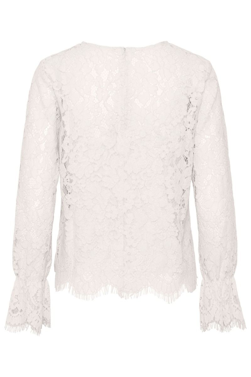 Y.A.S - Bluse - Perla LS Lace Top - Whitecap Gray