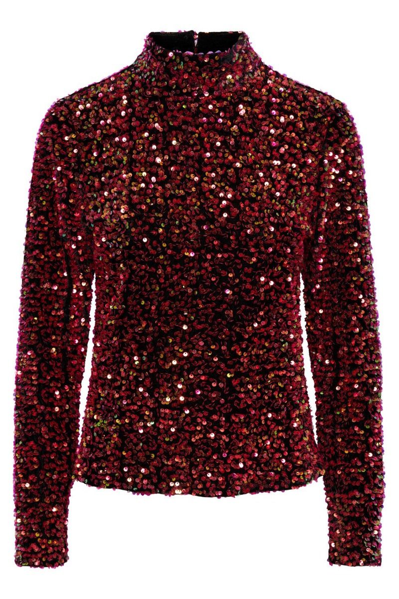 Y.A.S - Bluse - YAS Pinko Sequin LS Blouse - Show Black