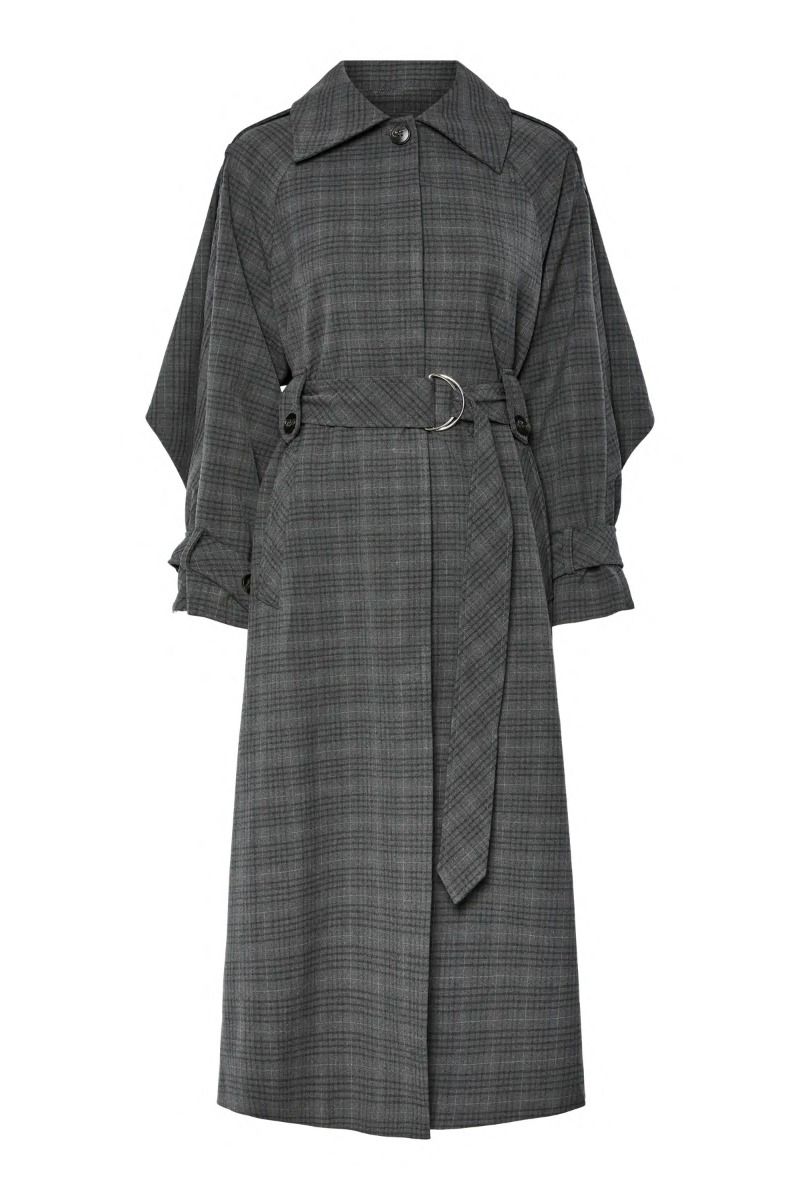 Y.A.S - Jakke - Cicco Ls Long Coat S. - Dark Grey Melange W. Black