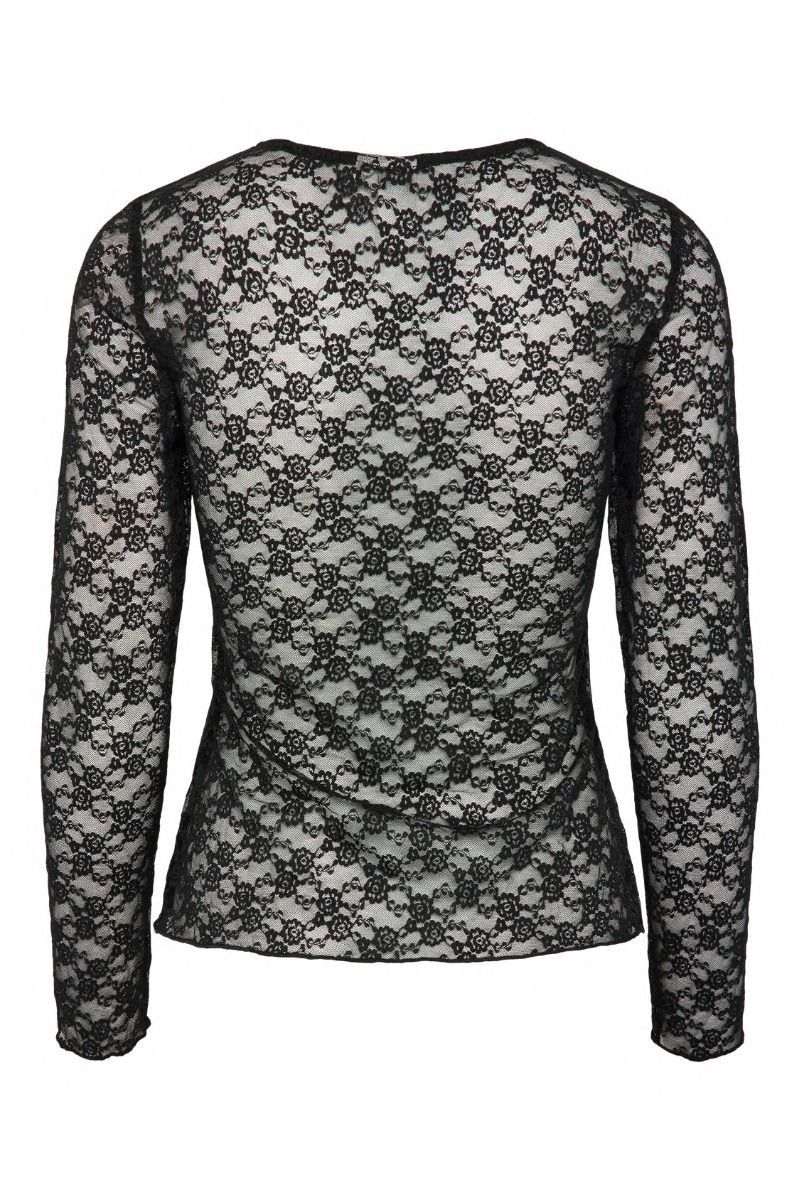 Y.A.S - Top - Yas Cura Ls Lace Top - Ex Black