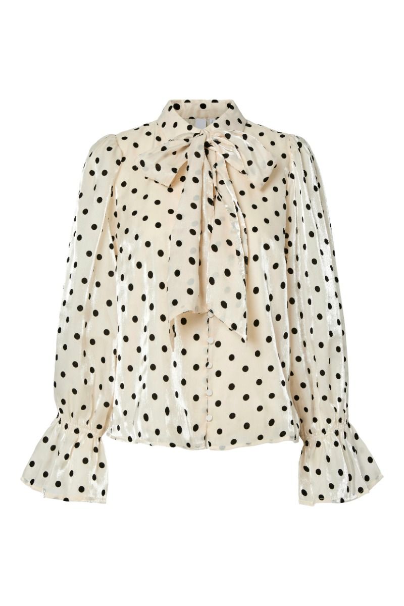 Y.A.S - Bluse - Dottish LS Shirt - Sandshell