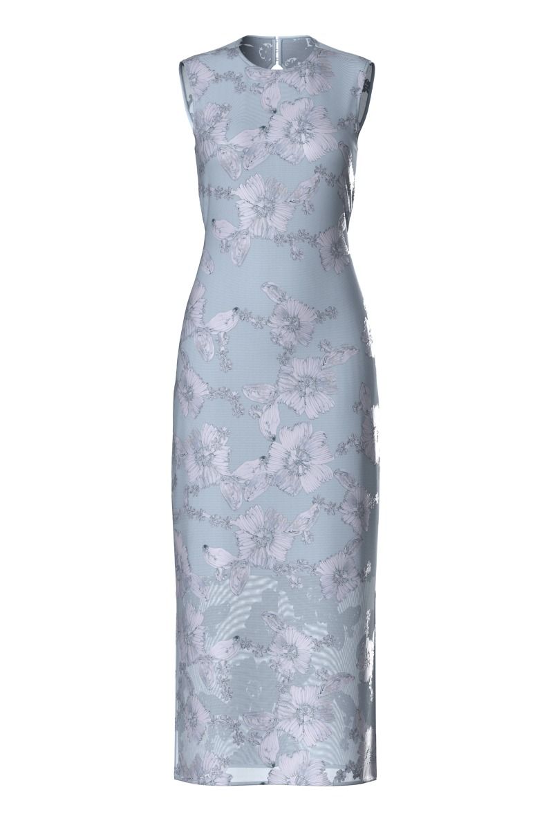 Y.A.S - Kjole - Yas Floree Sl Long Dress S. - Show Halogen Blue