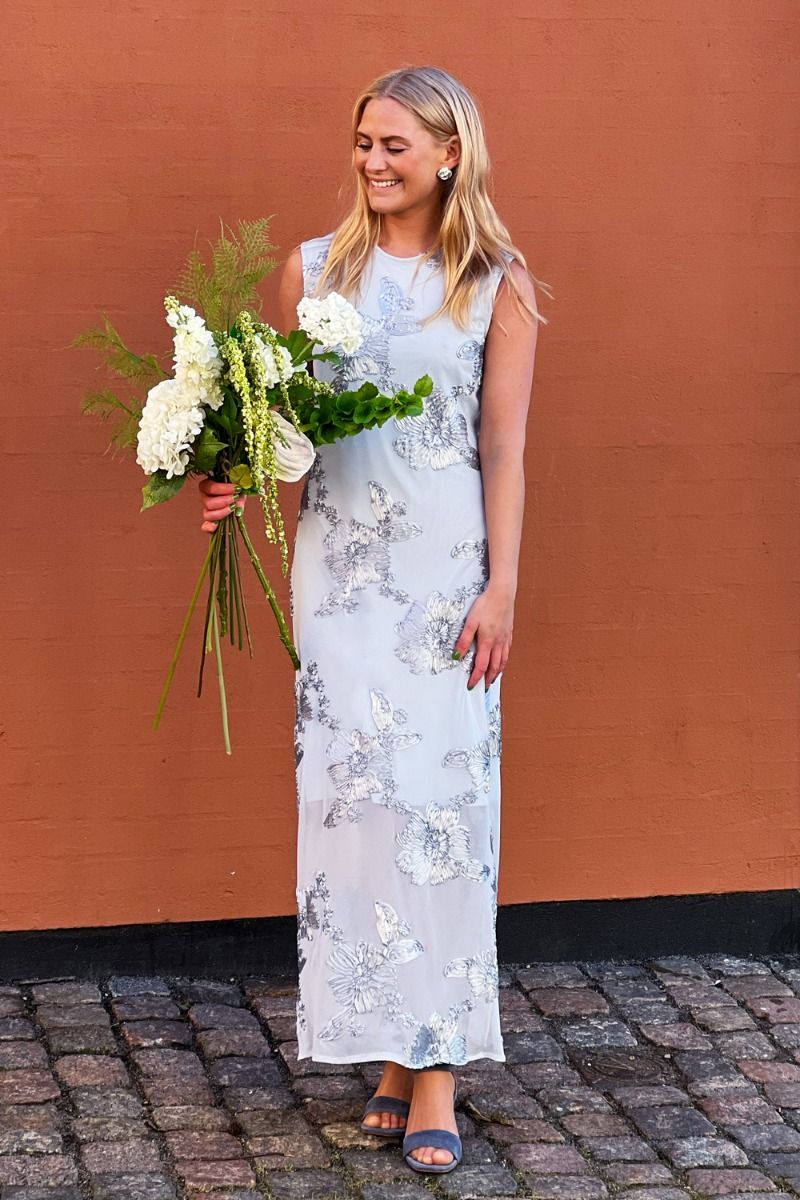 Y.A.S - Kjole - Yas Floree Sl Long Dress S. - Show Halogen Blue