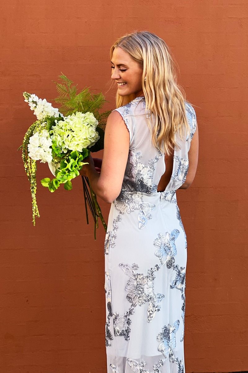 Y.A.S - Kjole - Yas Floree Sl Long Dress S. - Show Halogen Blue