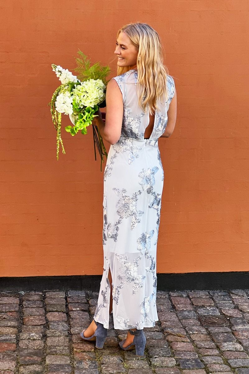 Y.A.S - Kjole - Yas Floree Sl Long Dress S. - Show Halogen Blue