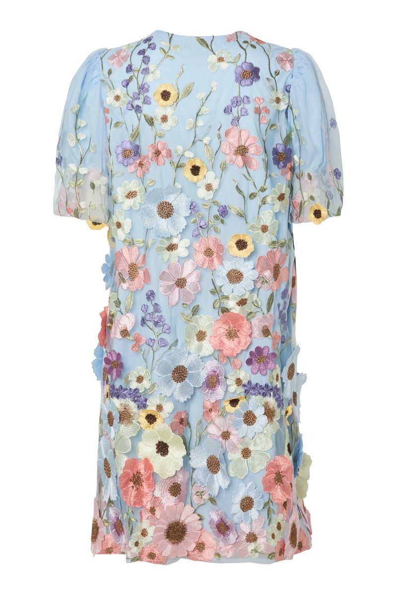 Y.A.S - Kjole - Yas Flowering Ss Dress New - Show Halogen Blue