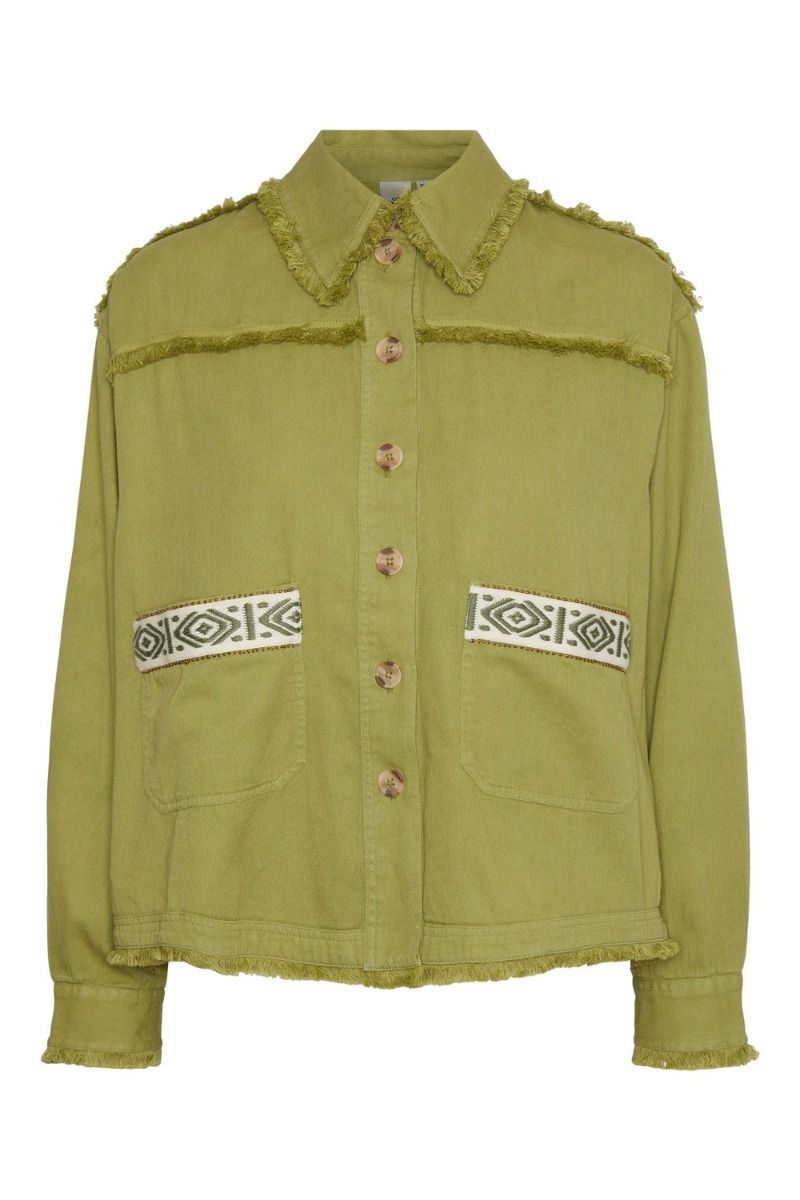 Y.A.S - Jakke - Yastokka Embroidery Jacket - Fest Mosstone