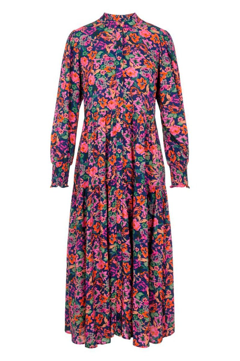 Y.A.S - Kjole - Alira LS Long Dress - Navy Peony/Alira