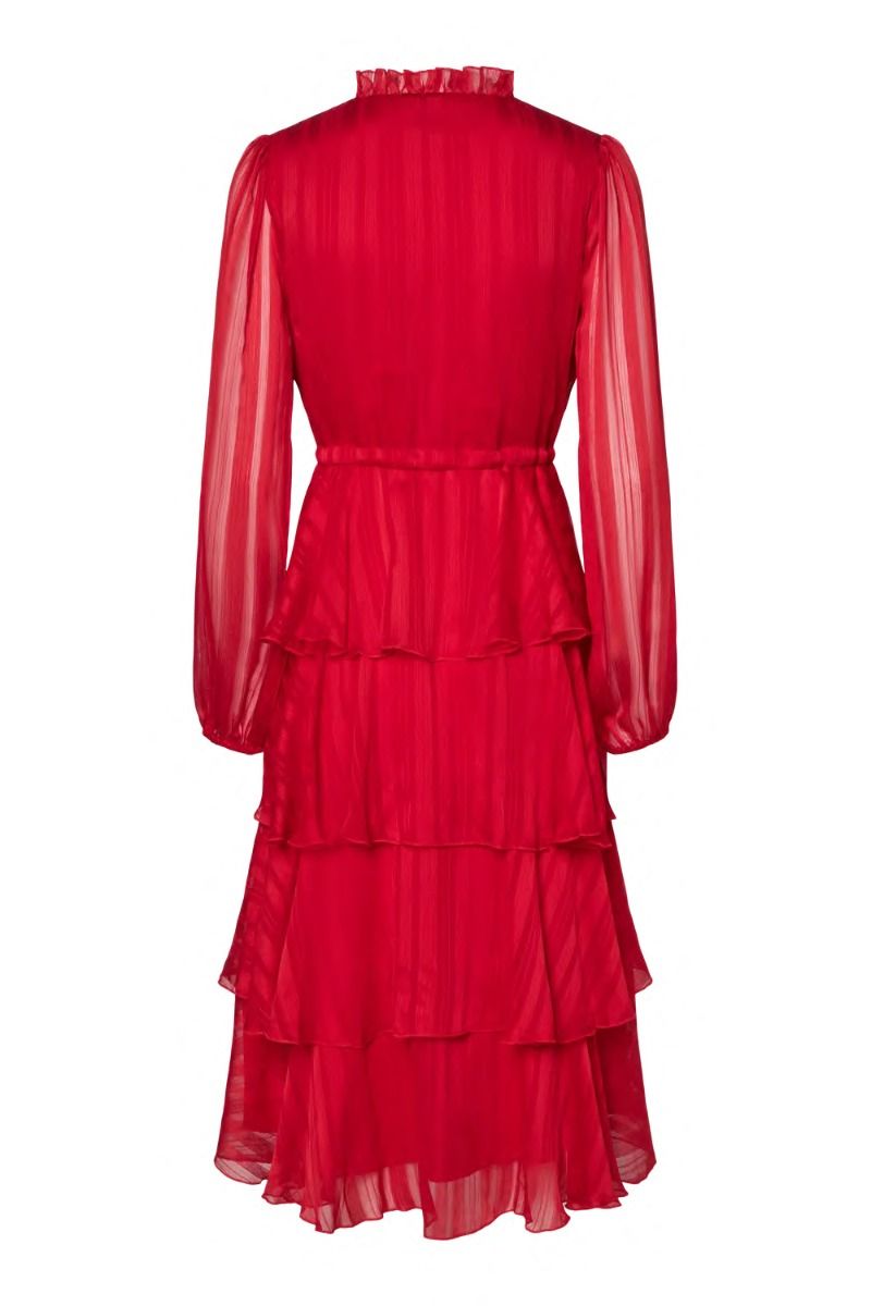 Y.A.S - Kjole - Yas Cruella Ls Midi Dress - Salsa