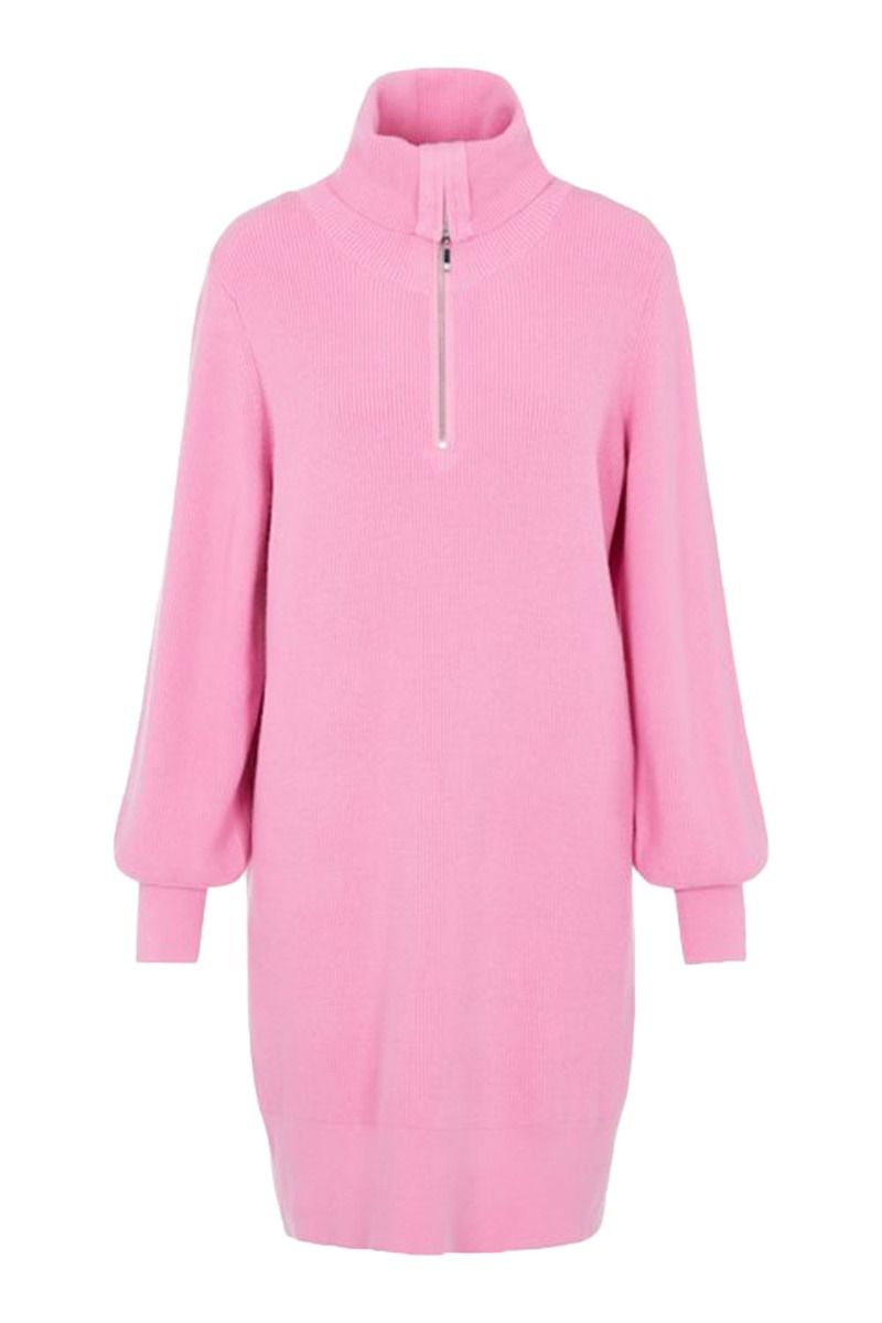 Y.A.S - Kjole - Dalma LS Zip Knit Dress - Fuchsia Pink