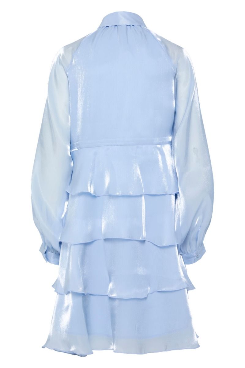 Y.A.S - Kjole - YAS Eloise LS Shiny Dress - D2D Vista Blue