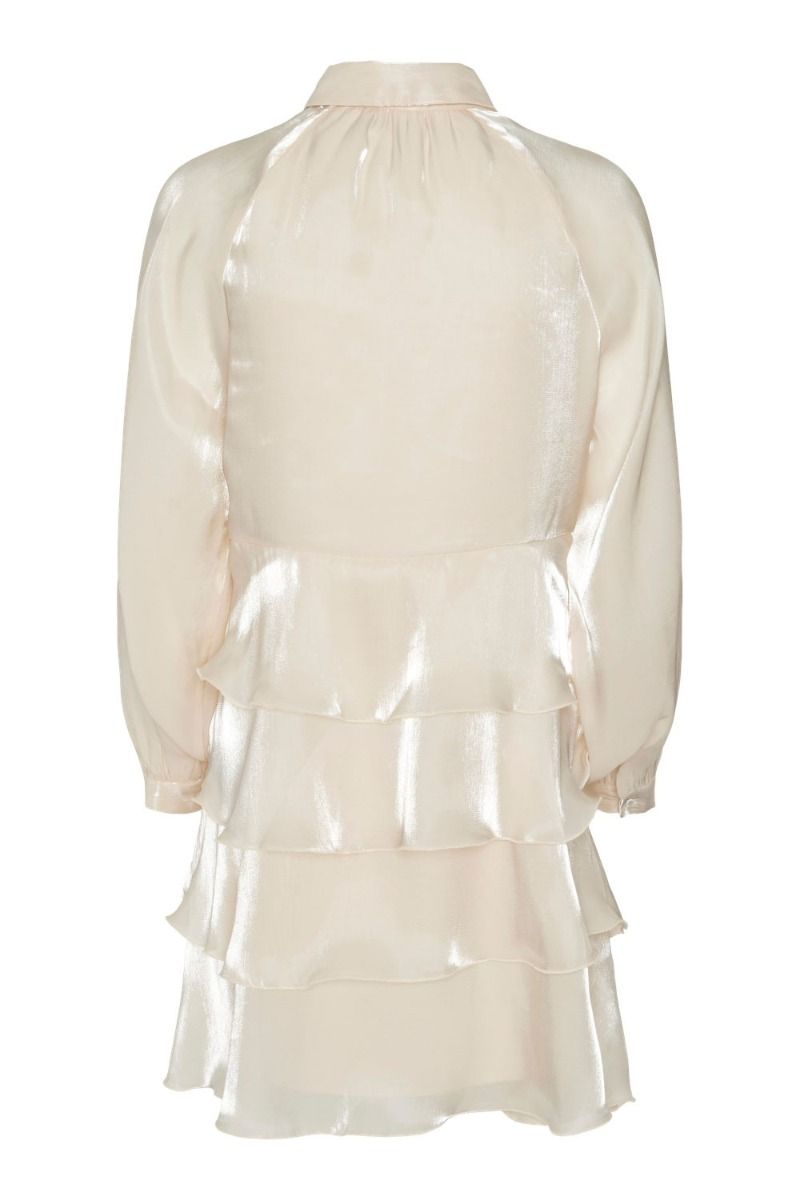 Y.A.S - Kjole - Yaseloise Ls Shiny Dress - D2D Pearled Ivory