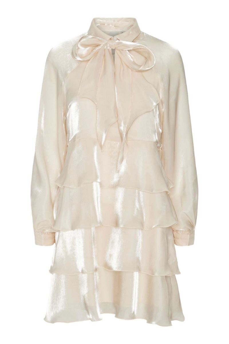 Y.A.S - Kjole - Yaseloise Ls Shiny Dress - D2D Pearled Ivory
