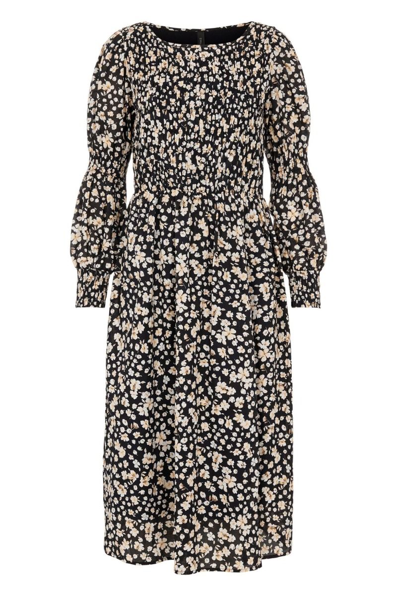 Y.A.S - Kjole - Emalla LS Smock Midi Dress - Black