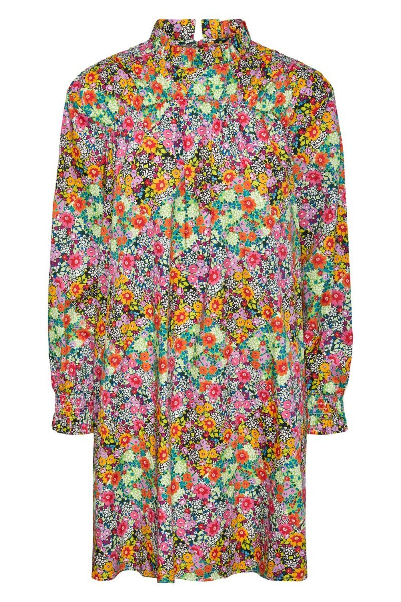 Y.A.S - Kjole - YAS Flowerfield LS Dress - Black