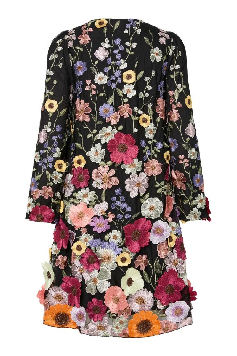 Y.A.S - Kjole - Flowering Ls Dress - Black