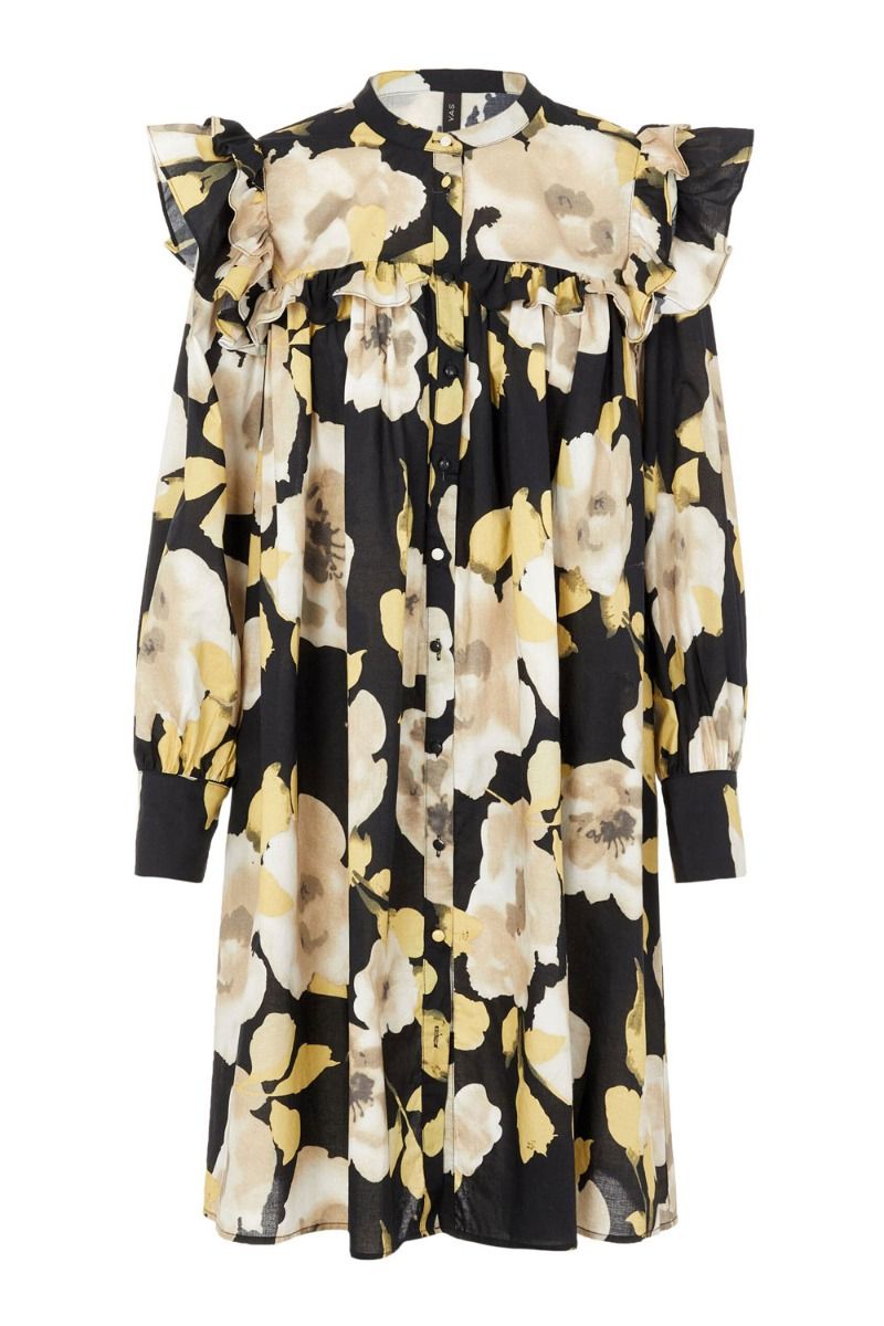 Y.A.S - Kjole - YAS Fluri LS Shirt Dress - Black/Flower