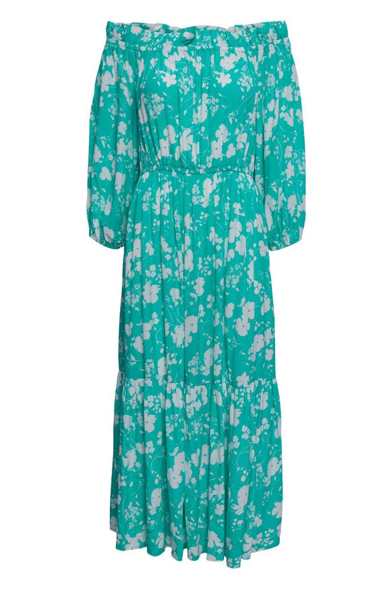 Y.A.S - Kjole - YAS Hawaii 3/4 Off Shoulder Long Dress S. - Star White