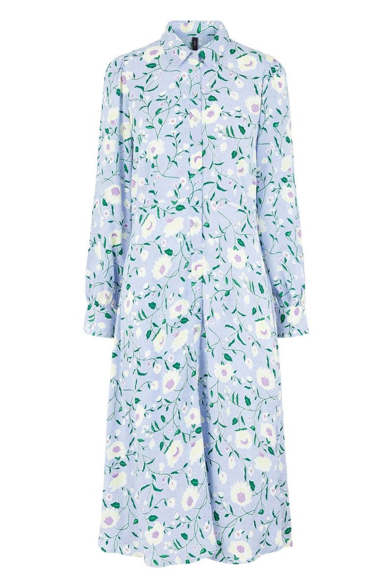 Y.A.S - Kjole - YAS Janey LS Midi Shirt Dress - Kentucky Blue