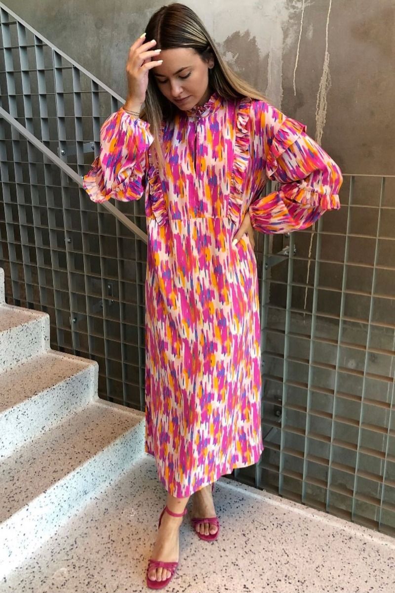 Y.A.S - Kjole - Liana Frill Dress - Cloud Dancer