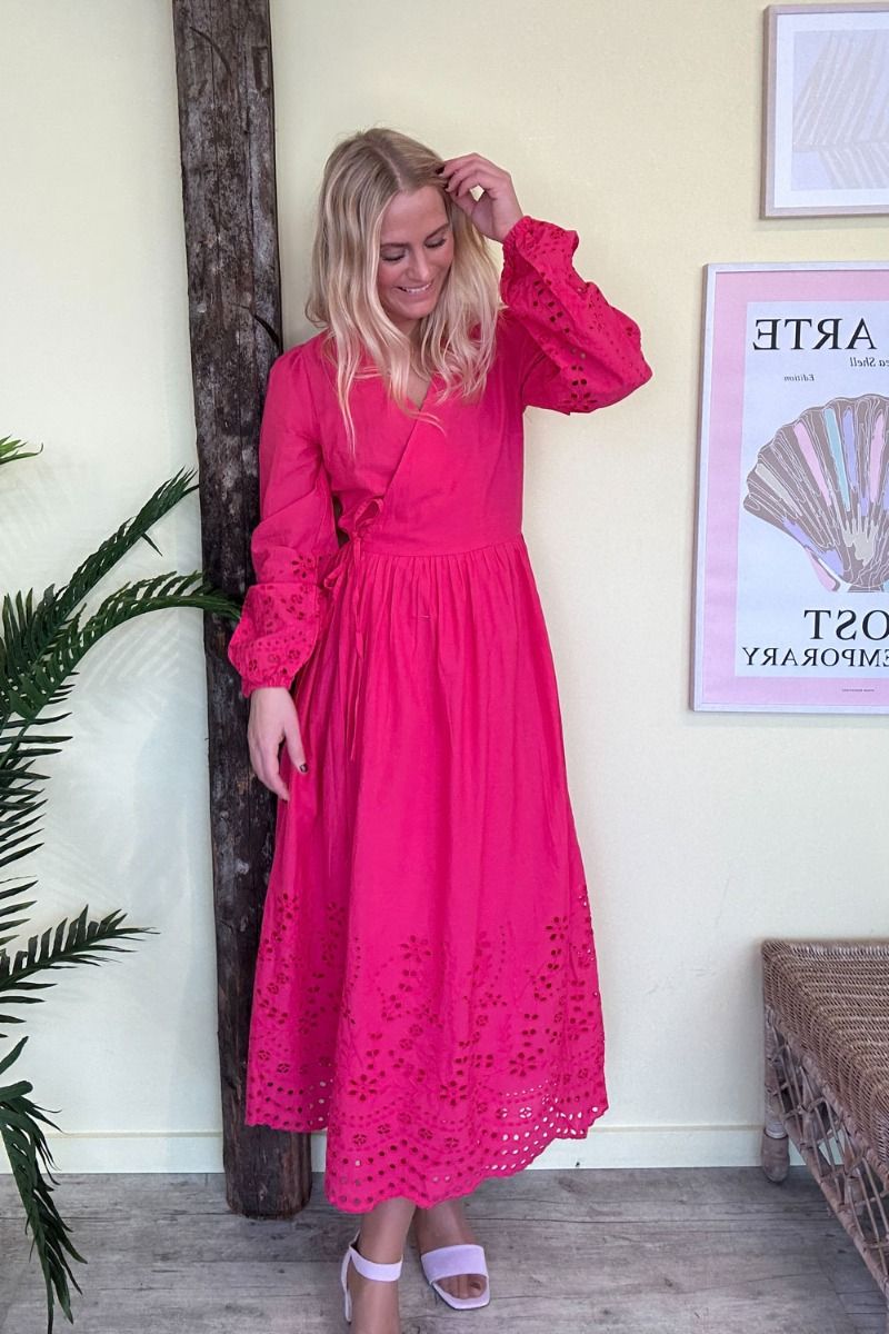 Y.A.S - Kjole - YAS Luma LS Long Wrap Dress - Raspberry Sorbet