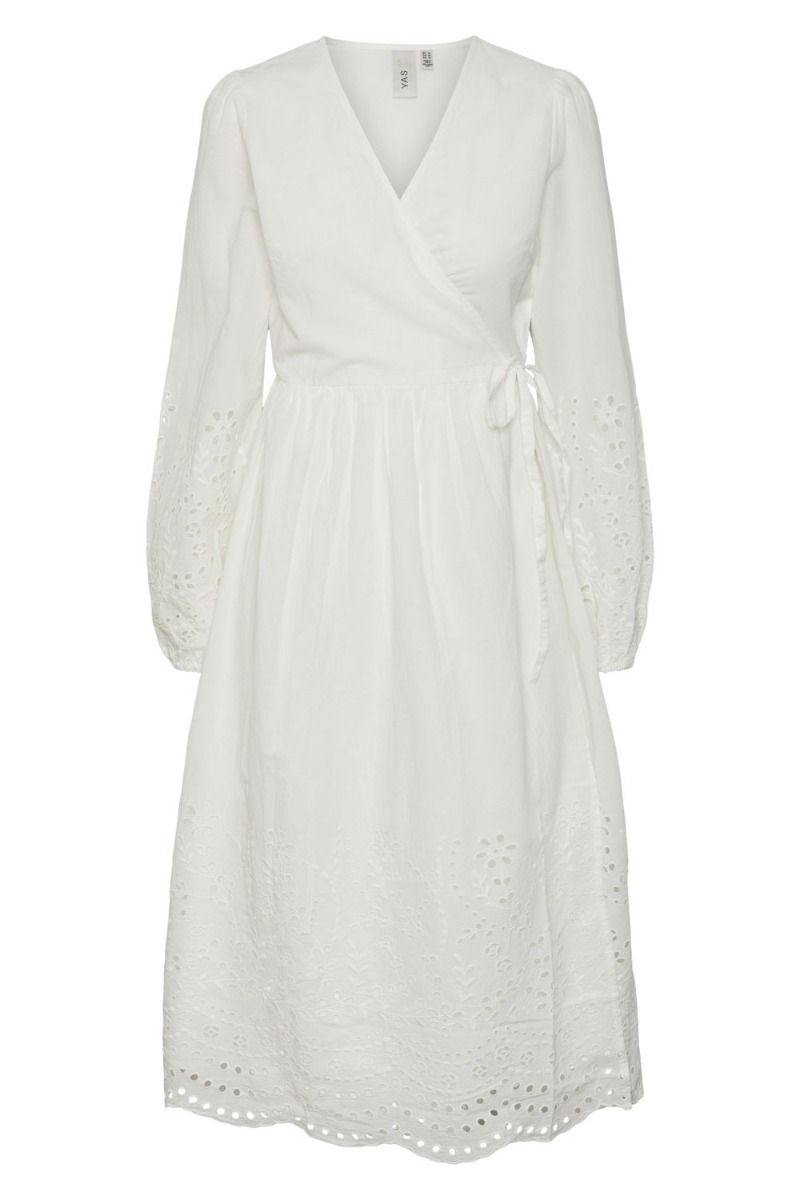 Y.A.S - Kjole - YAS Luma LS Long Wrap Dress - Star White