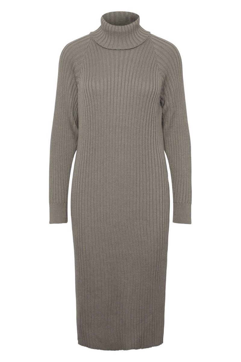 Y.A.S - Kjole - Mavi Knit Midi Rollneck Dress - Fungi
