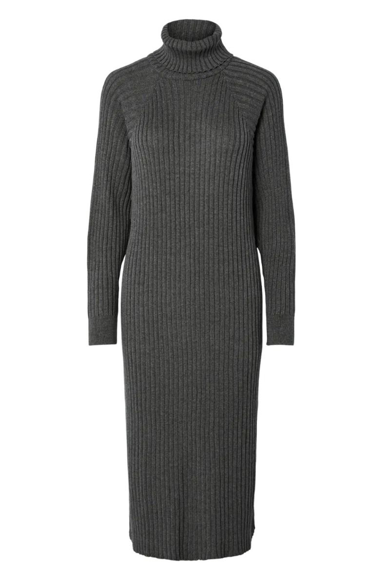 Y.A.S - Kjole - Mavi Knit Midi Dress - Medium Grey Melange