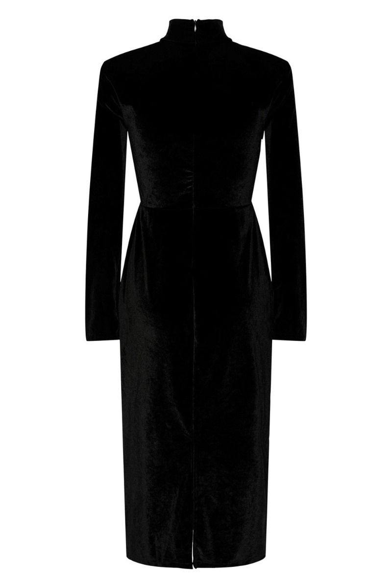 Y.A.S - Kjole - YAS Novella High Neck LS Midi Dress - Black